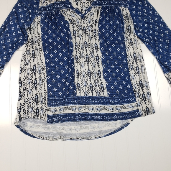 Lucky Brand blue patterned long sleeve tee - Picture 3 of 6
